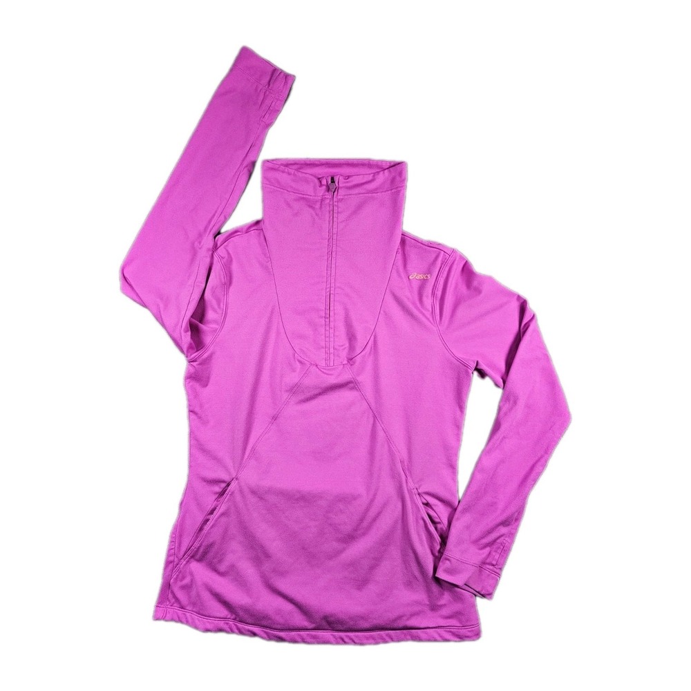 ASICS Women's Half Zip Running Top Purple Thumbholes Stretch Activewear‎ Medium